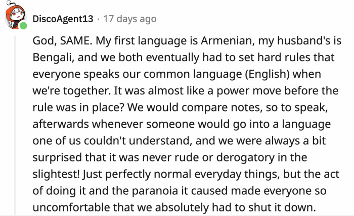 For this redditor and her family, it is. Even when you don't say anything bad about another person, it just causes unnecessary anxiety, not to mention how rude it is.