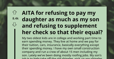 Family Divides As Man Refuses To Pay The Difference Between His Kids' Paychecks