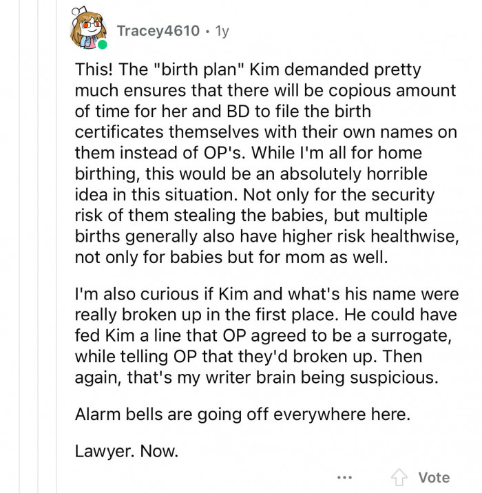 Joe and Kim might have intentionally planned this to subtly get a surrogate mother.