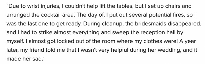 Tough for her that it makes her sad, but imagine OP's surprise