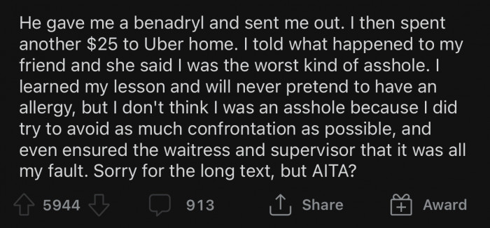 OP isn't sure whether his actions made him an a-hole, so he decided to ask the Reddit community.