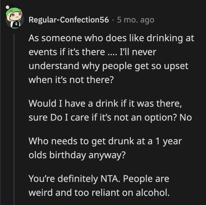 Somehow, SIL and MIL thought it was still a failure because they didn't have wine?