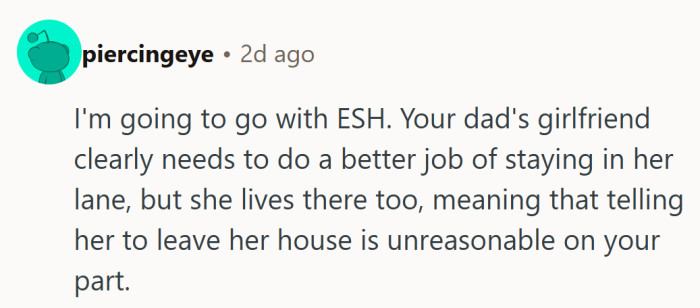 This take splits the difference, saying she overstepped but he overshot, and both sides could stand to adjust their lane a little.