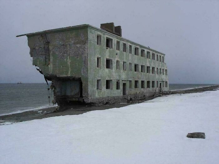 A Destroyed Building In The Village Of Kirvoskom On The Kamchatka Peninsula, Russia