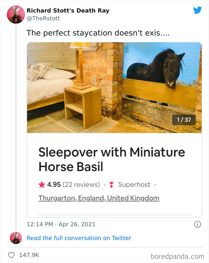 18. Having a sleepover with is little horse