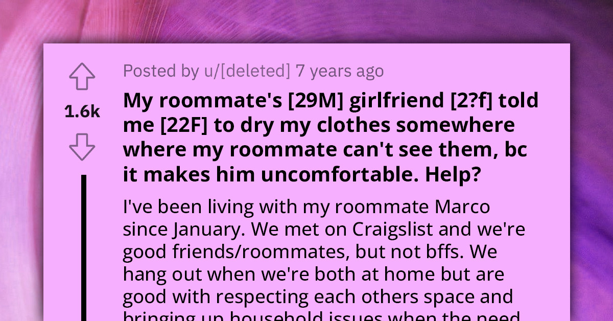 Roommate's Partner Advises Redditor To Dry Laundry Discreetly Due To Roommate's Discomfort