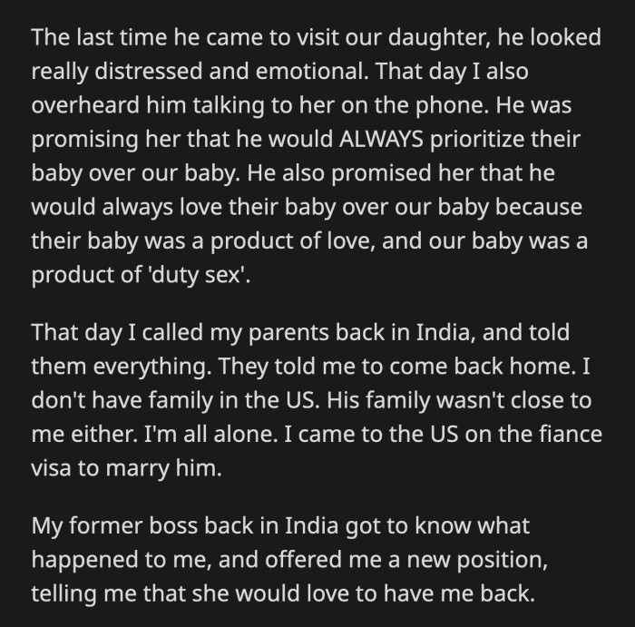 She legally didn't abduct their baby. They don't have a custody agreement in place.