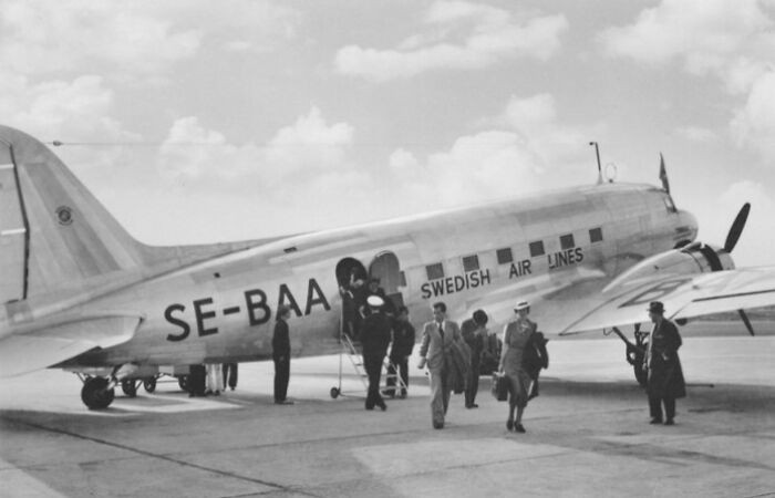"Douglas DC-3 SE-BAA Ornen At Bromma Airport Sweden, Around 1937"