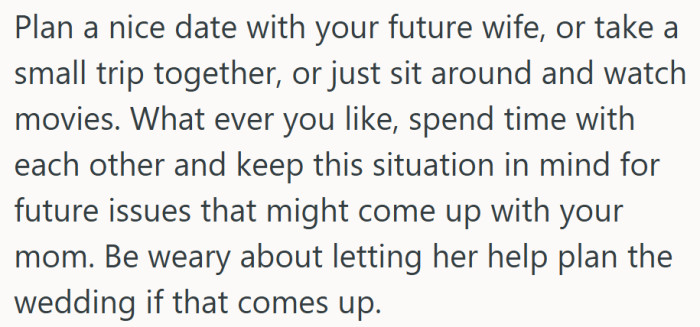 “Take her on a date instead” is basically the grown-up version of skipping family dinner for self-care.