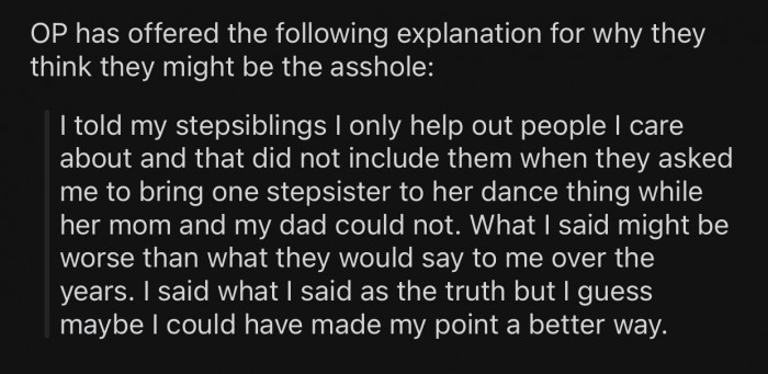 Here's the reason why OP thinks she might potentially be the a-hole: