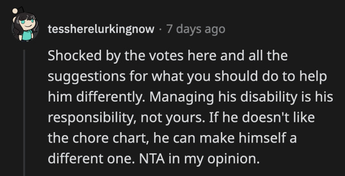 I was taken aback when someone suggested rewarding him with sex to motivate him to do his chart.