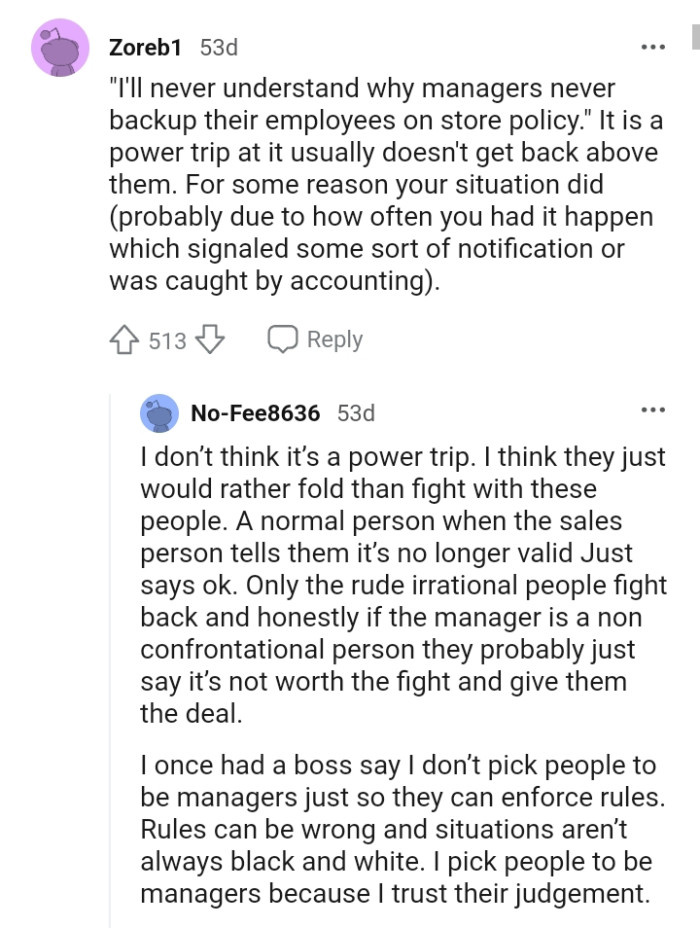 It usually doesn't get back above them.