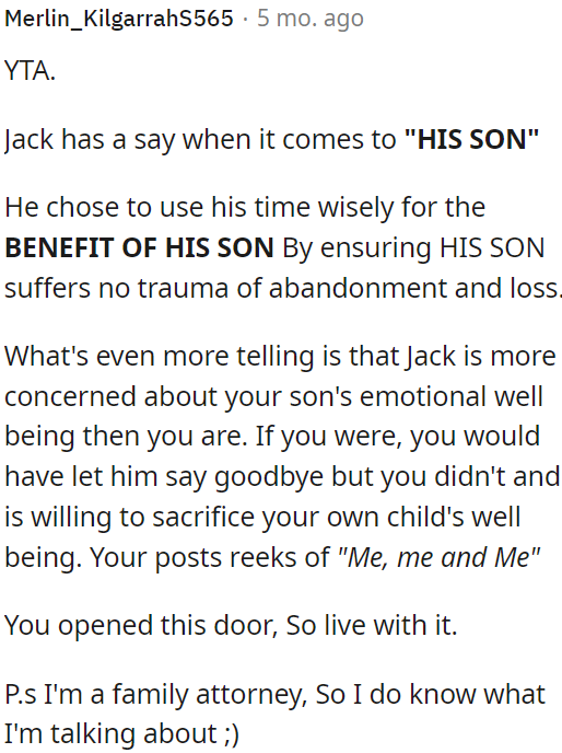 OP's actions seem self-centered.