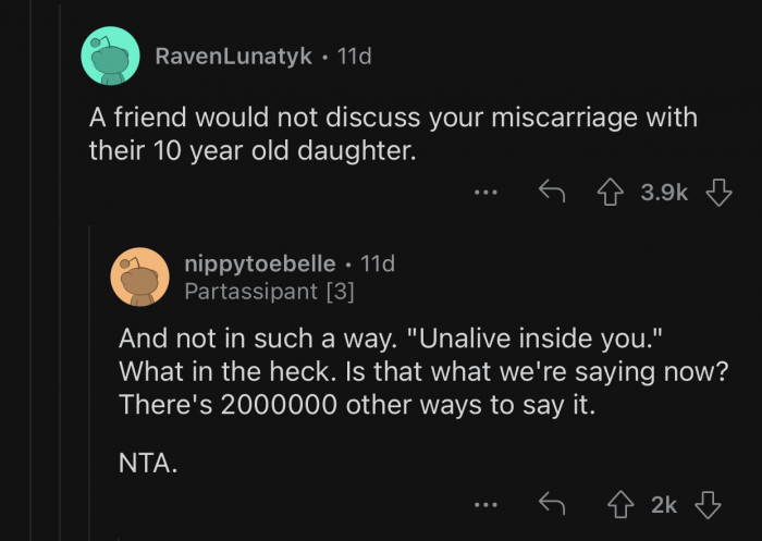 There are so many better ways to say it, but she decided to go with THAT.