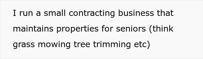 The OP runs a small contracting business