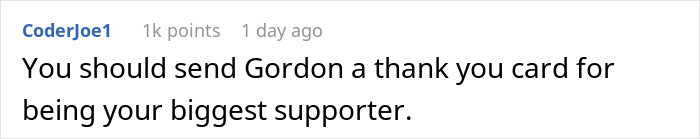 Gordon is clearly the OP's biggest supporter