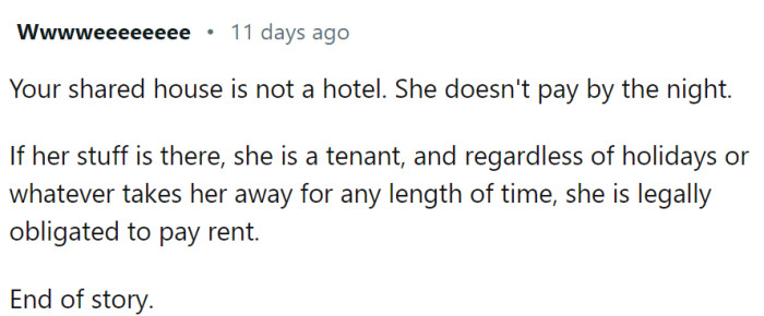 Not a hotel- not paid by the night