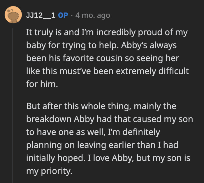 Jake has been incredibly sweet and thoughtful. It's time for him to go back to being a kid.