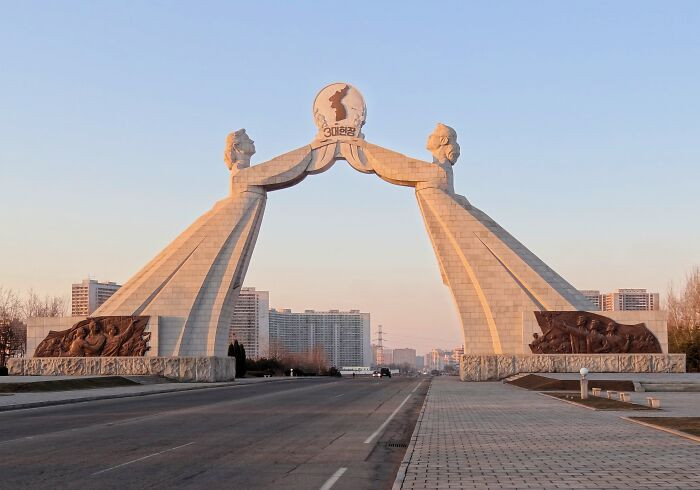 The Monument To Three Charters Of National Reunification South Of Pyongyang, North Korea. Built In 2001 And Demolished In 2024