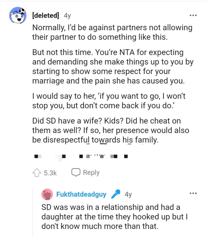The OP's demanding some respect for his marriage