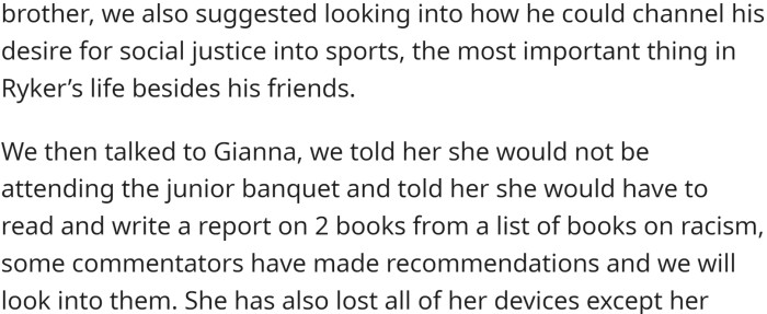 They punished their racist daughter