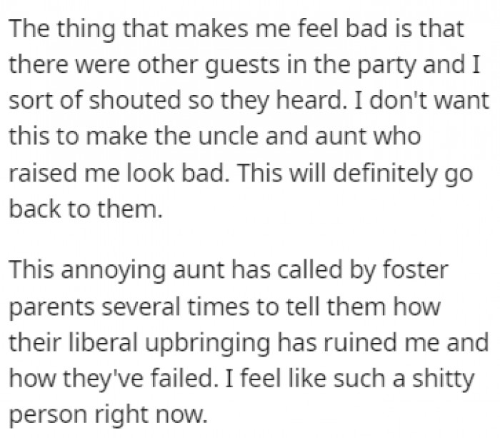 OP shouted this out, and the entire family heard her