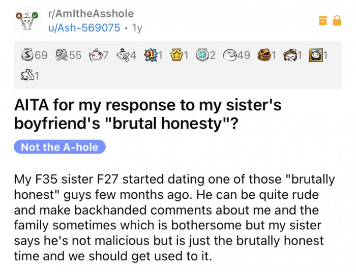 The OP shared a story about how she responded to her sister's 