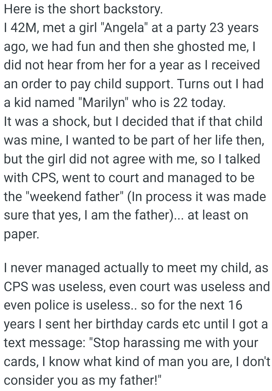 The OP Wanted to Be Part of His Daughter's Life, but She Did Not Agree with Him