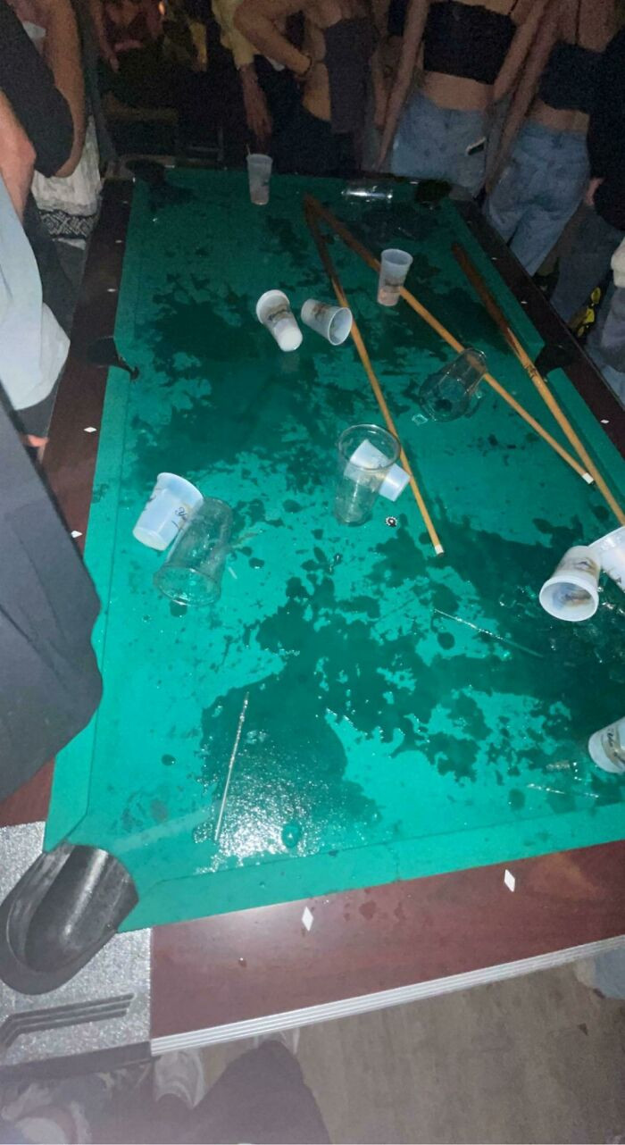 "Staff Forgot To Cover Up The Pool Tables At A College Bar On A Friday Night"