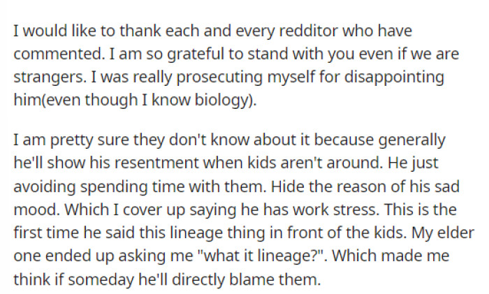 She then thanks everyone for their advice and opinions on her situation, as they really provided her with the hope she needed.
