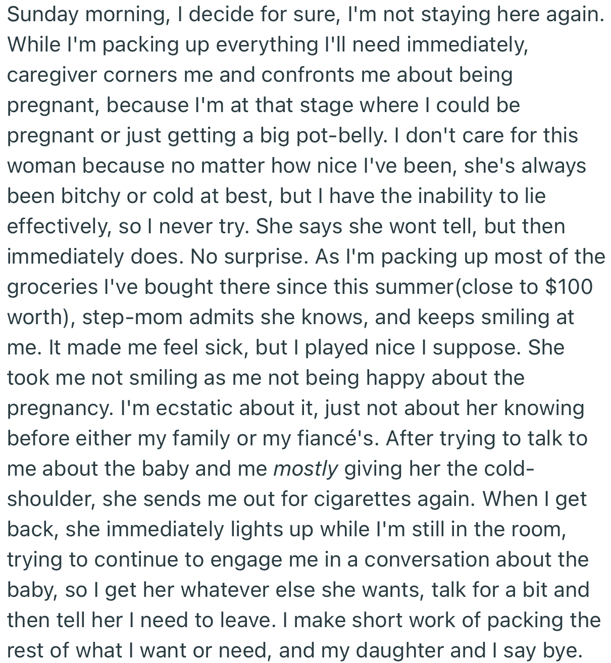 The Next Day, OP Decided She Was Done with Her Fiancé’s Stepmom for Good