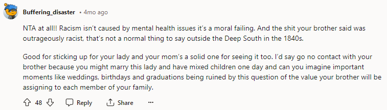 Good for sticking up for your lady