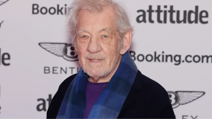 Ian McKellen seated, reflecting on aging, mortality, and loss with humor