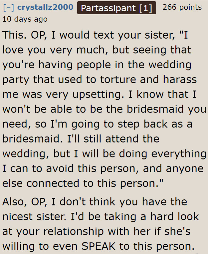 A Redditor suggests a good written message the OP can use and send to her sister.