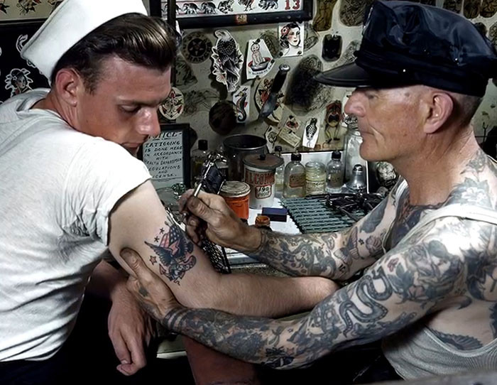 A Sailor Gets A Tattoo On His Arm In Virginia, 1939