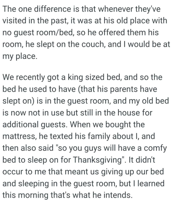 OP's old bed is now not in use but it's still in the house for additional guests