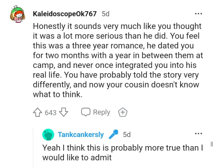 The OP has probably told the story very differently