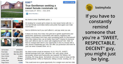 Redditor Shares Creepy Post of "Mr. Nice Guy" Who Is Looking for a Female Roommate Within an Age Range; Redditors React