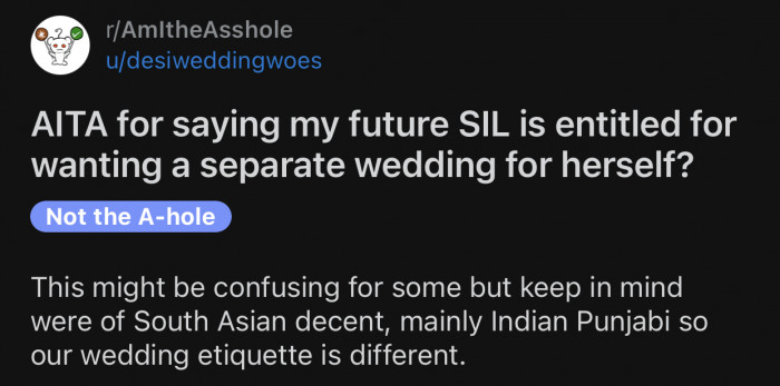 Here's the original post by Reddit user u/desiweddingwoes:
