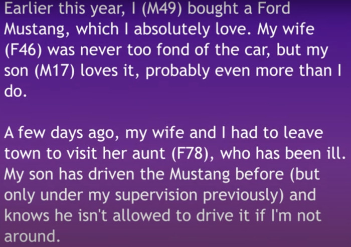OP got himself a Ford Mustang that he absolutely adores. But it seems his son is just as crazy about the car as he is