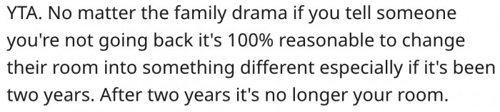 3. It's normal to convert a room for other uses when someone moves out.