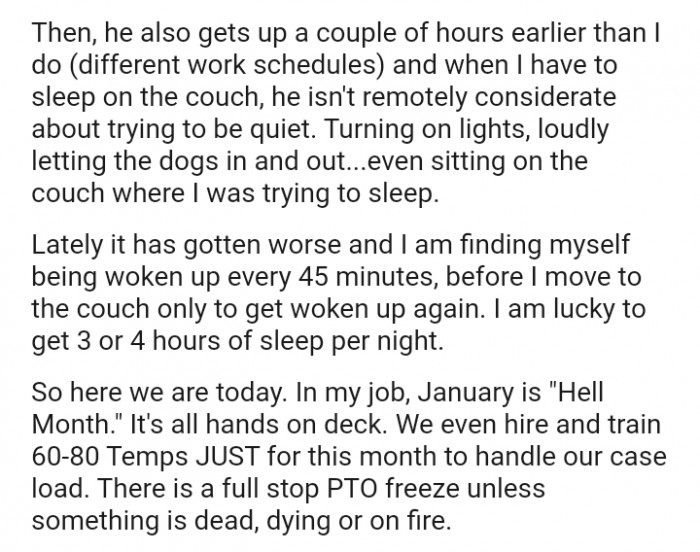 The OP moves to the couch only to get woken up again