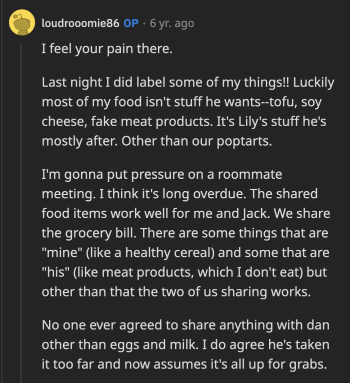 I doubt he even pitches in with their shared chores.