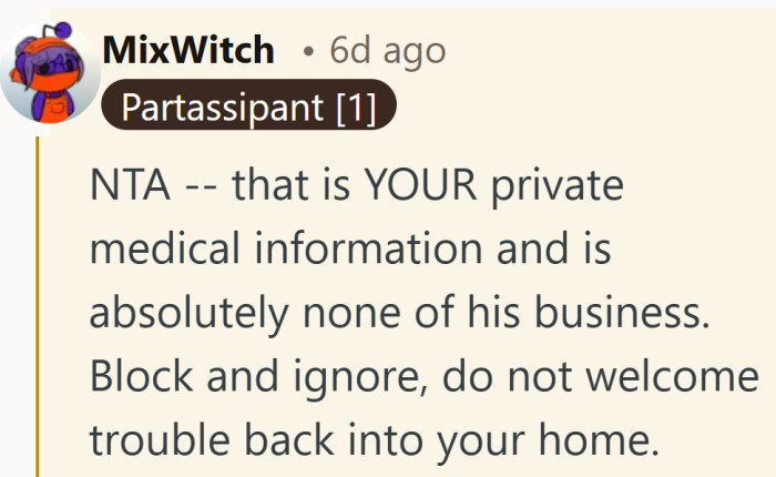 This response centers her right to privacy after everything she went through.