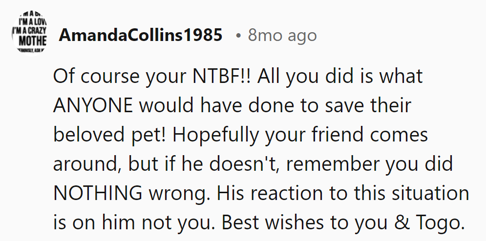 Saving Togo was natural; real friends understand. If not, that's on him.