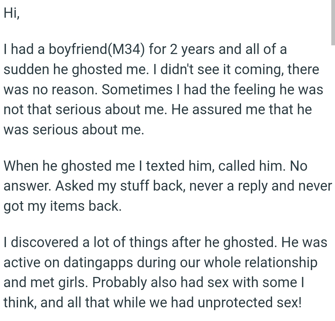 Sometimes, the OP had the feeling he was not that serious about her, but he kept reassuring her