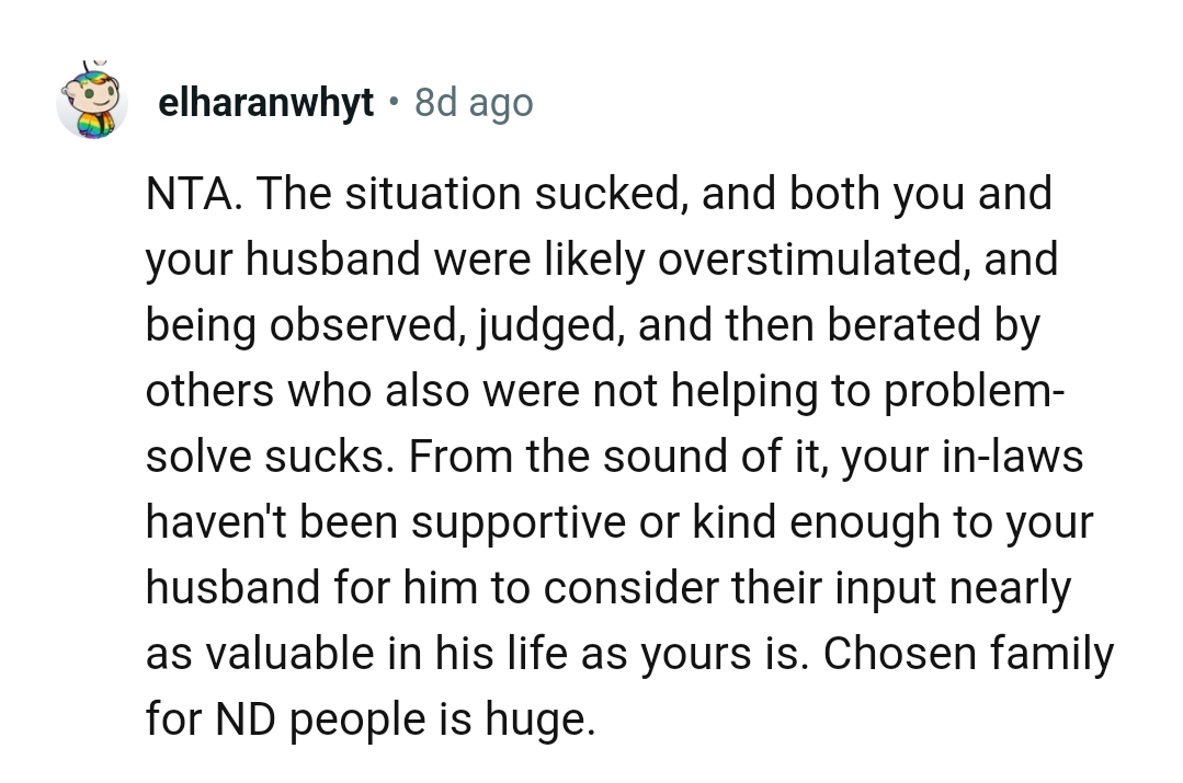 OP's in-laws have clearly not been supportive enough