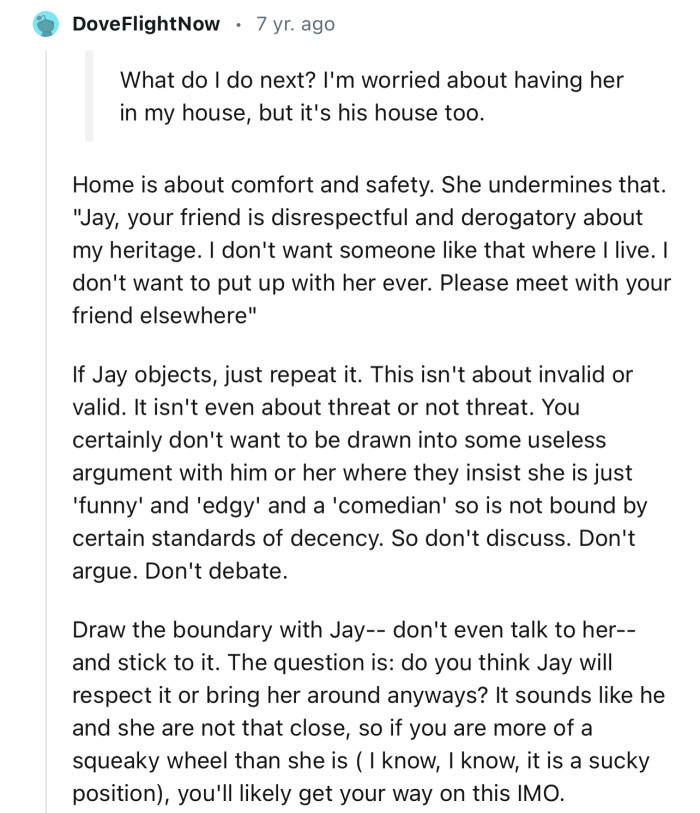 “Draw the boundary with Jay—don’t even talk to her—and stick to it.”