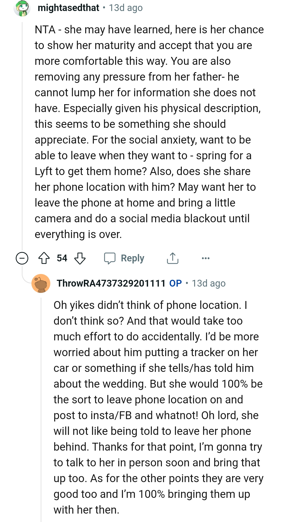 Does she share her phone location with him?