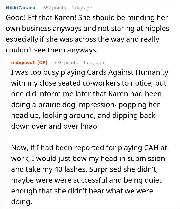 She should have been minding her own business anyway.